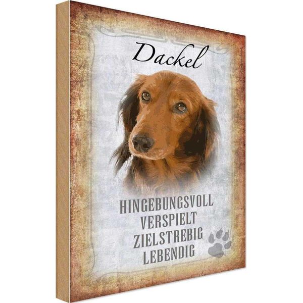 Vianmo Insegna In Legno 30X20 Cm Dackel Hund Lebendig-image