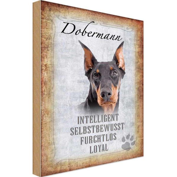 Vianmo Insegna In Legno 30X20 Cm Dobermann Hund Loyal-image