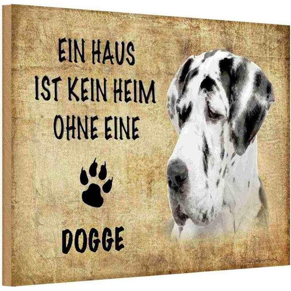 Vianmo Insegna In Legno 12X18 Cm Dogge Hund-image
