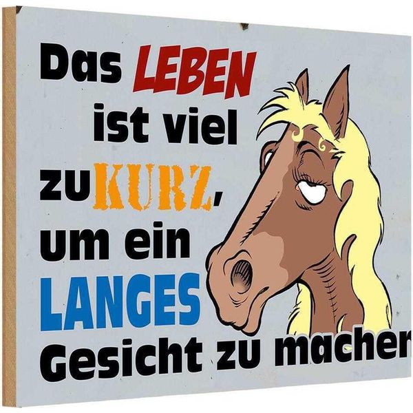 Vianmo Insegna In Legno 12X18 Cm Das Leben Ist Zu Kurz Um Pferd-image