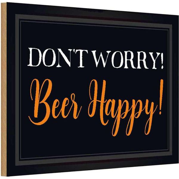 Vianmo Insegna In Legno 20X30 Cm Don't Worry Beer Happy Bier-image