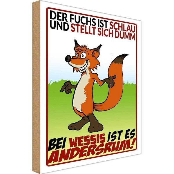 Vianmo Insegna In Legno 18X12 Cm Der Fuchs Ist Schlau-image