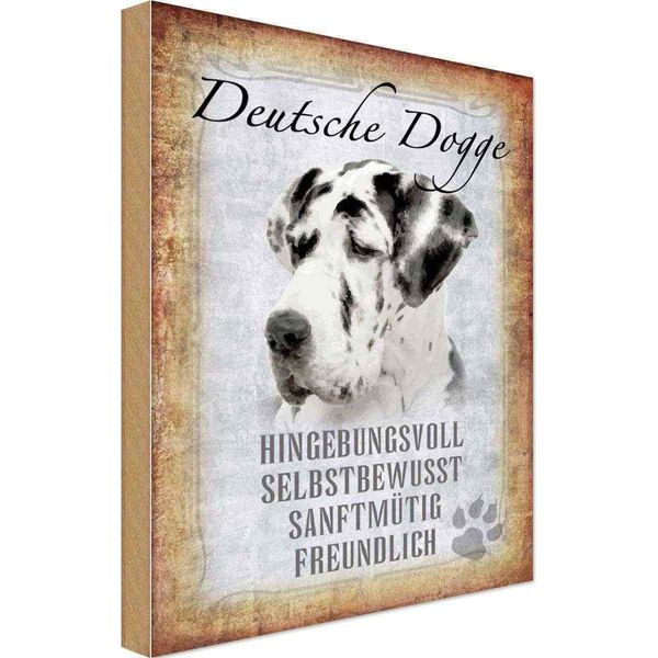 Vianmo Insegna In Legno 18X12 Cm Deutsche Dogge Hund-image