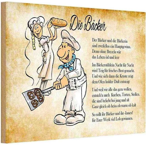 Vianmo Insegna In Legno 20X30 Cm Die BäCker Und Die BäCkerin-image