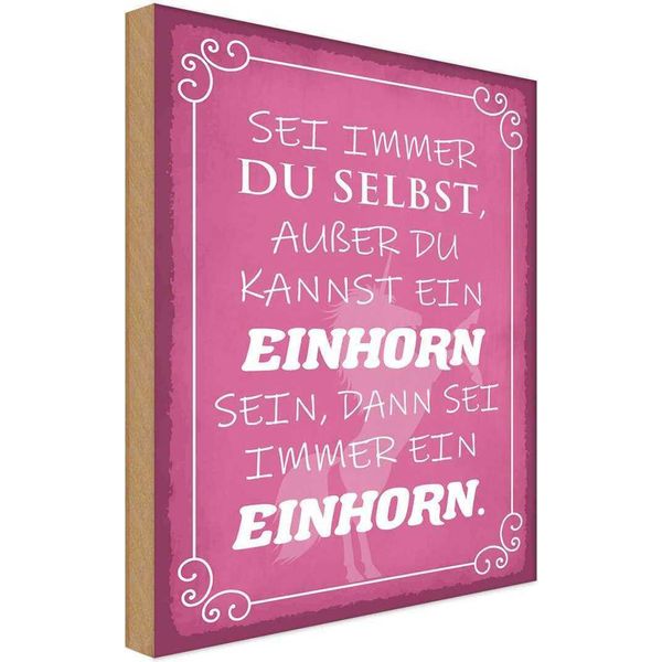 Vianmo Insegna In Legno 30X20 Cm Einhorn Sei Immer Du Selbst-image