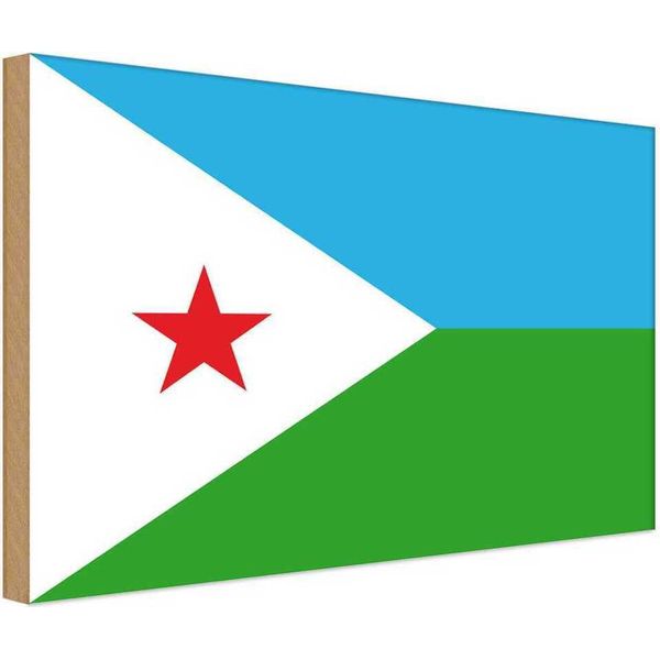 Vianmo Insegna In Legno 12X18 Cm Bandiera Dschibutis Flag Of Djibouti-image