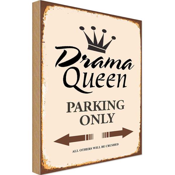Vianmo Insegna In Legno 30X20 Cm Drama Queen Parking Only-image