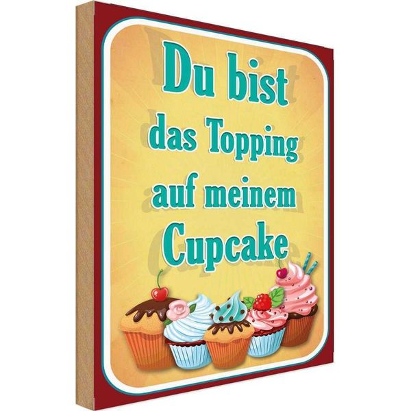 Vianmo Insegna In Legno 30X20 Cm Du Bist Topping Auf Cupcake-image