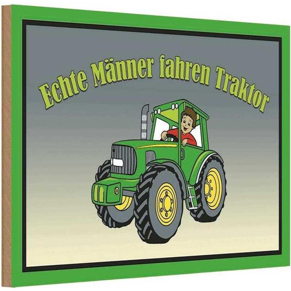 Vianmo Insegna In Legno 12X18 Cm Echte MäNner Fahren Traktor-image