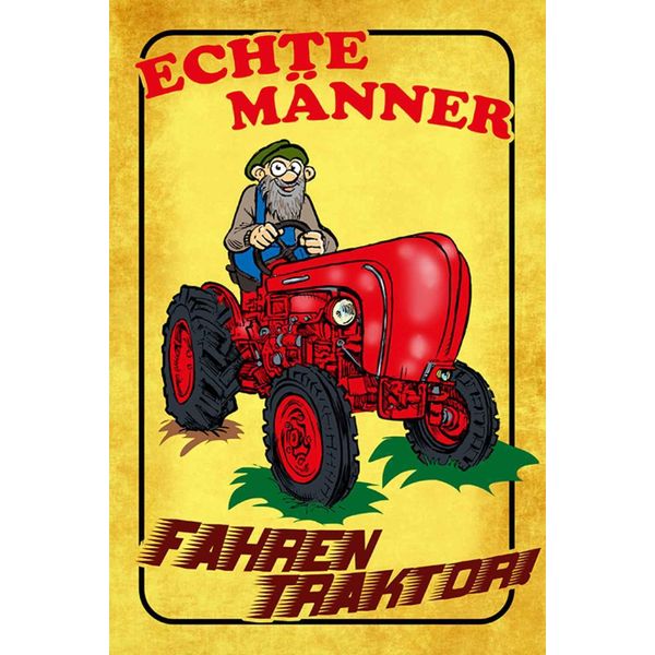 Vianmo Insegna In Legno 18X12 Cm Echte MäNner Fahren Traktor-image