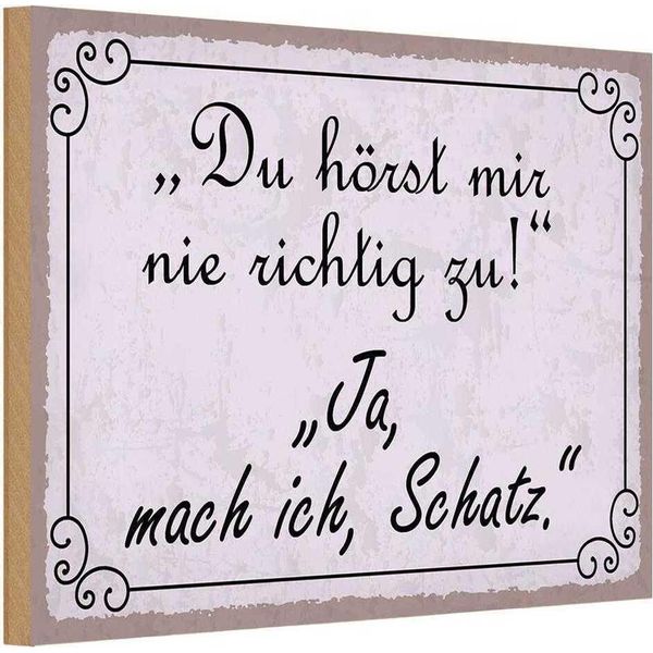 Vianmo Insegna In Legno 12X18 Cm Du HöRst Mir Nicht Richtig Zu-image