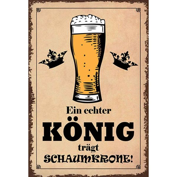 Vianmo Insegna In Legno 30X20 Cm Echter KöNig TräGt Schaumkrone-image
