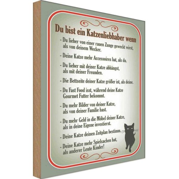 Vianmo Insegna In Legno 18X12 Cm Du Bist Katzenliebhaber Wenn-image