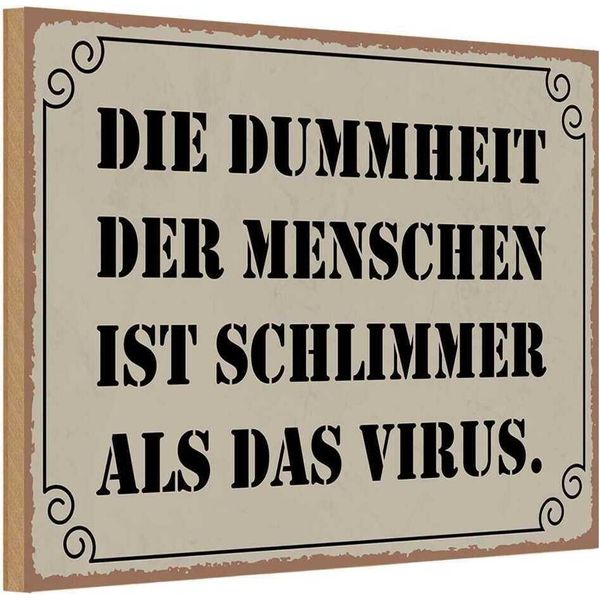 Vianmo Insegna In Legno 12X18 Cm Dummheit Schlimmer Als Virus-image