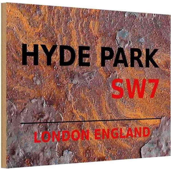 Vianmo Insegna In Legno 12X18 Cm England Hyde Park SW7-image