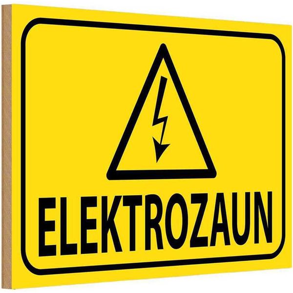 Vianmo Insegna In Legno 12X18 Cm Elektrozaun Warnschild Vorsicht-image