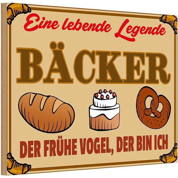 Vianmo Insegna In Legno 20X30 Cm Essen Lebende Legende BäCker Brot-image