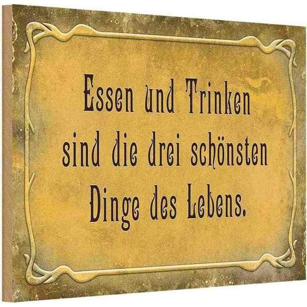 Vianmo Insegna In Legno 20X30 Cm Essen Trinken 3 SchöNste Dinge-image
