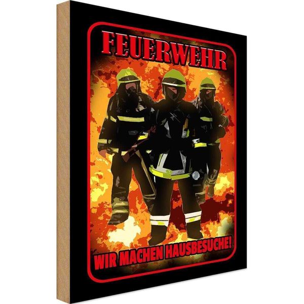 Vianmo Insegna In Legno 30X20 Cm Feuerwehr Wir Machen Hausbesuche-image