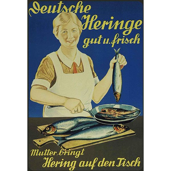 Vianmo Insegna In Legno 30X20 Cm Fisch Deutsche Heringe Gut Frisch-image