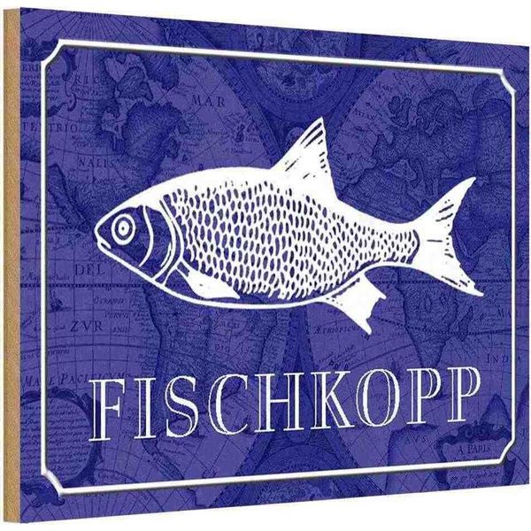 Vianmo Insegna In Legno 12X18 Cm Fischkopp Fisch-image