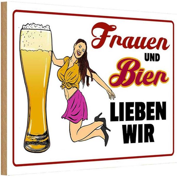Vianmo Insegna In Legno 20X30 Cm Frauen Und Bier Lieben Wir-image
