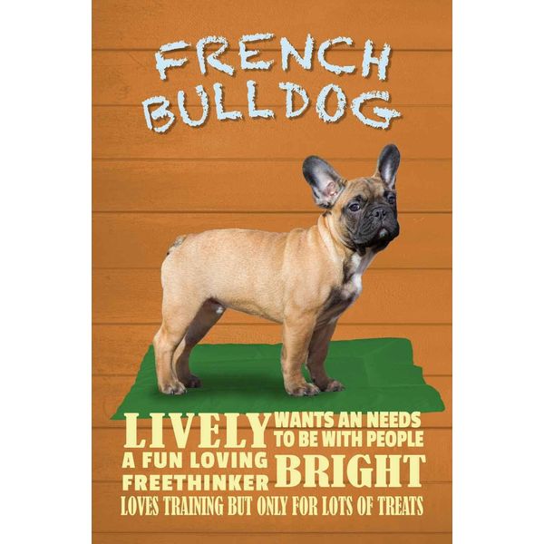 Vianmo Insegna In Legno 30X20 Cm French Bulldog Hund Lively-image