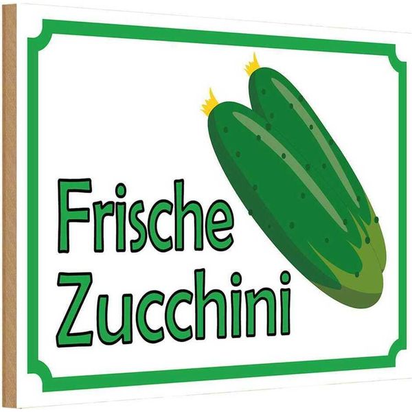 Vianmo Insegna In Legno 12X18 Cm Frische Zucchini Hofladen-image