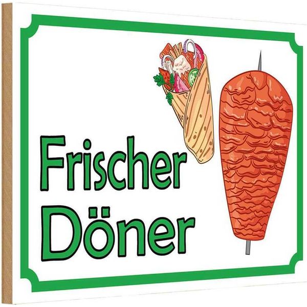 Vianmo Insegna In Legno 12X18 Cm Frischer DöNer Restaurant-image