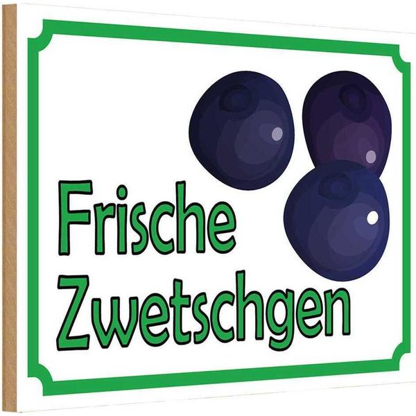 Vianmo Insegna In Legno 20X30 Cm Frische Zwetschgen Hofladen-image