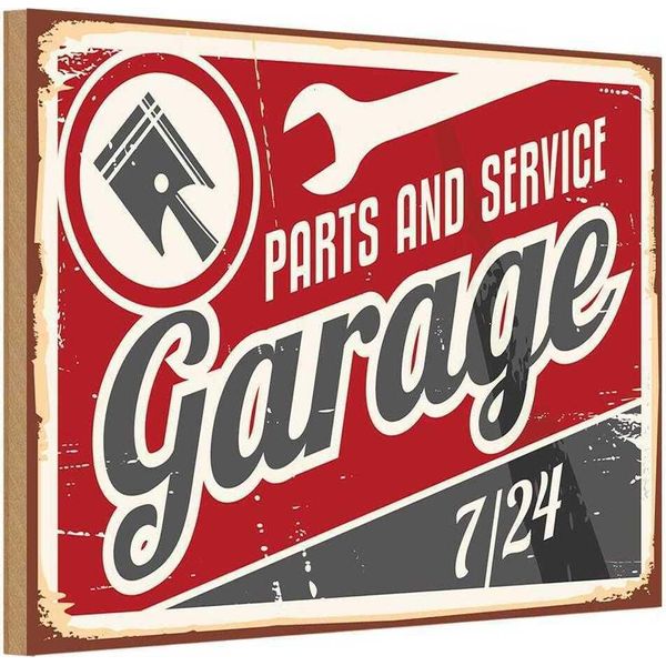 Vianmo Insegna In Legno 12X18 Cm Garage Parts Service Auto Teile-image