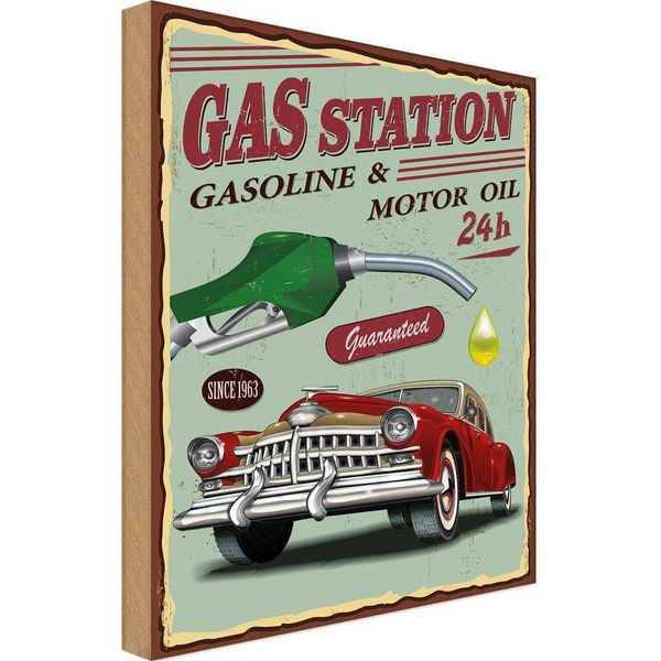 Vianmo Insegna In Legno 30X20 Cm Gas Station Gasoline Motor Oil 24-image