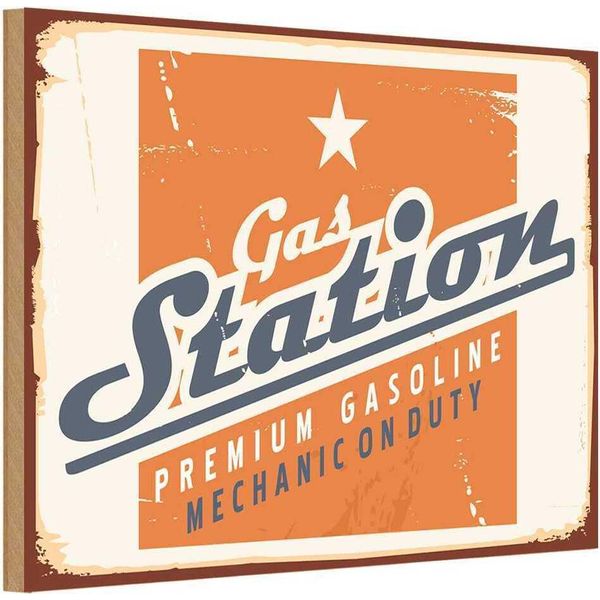 Vianmo Insegna In Legno 20X30 Cm Gas Station Premum Tankstelle-image