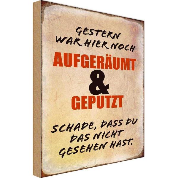 Vianmo Insegna In Legno 30X20 Cm Gestern War Hier Noch AufgeräUmt-image