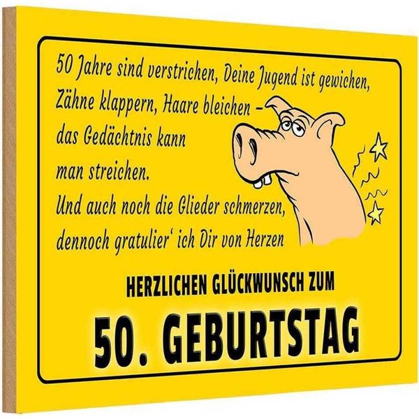 Vianmo Insegna In Legno 12X18 Cm GlüCkwunsch Zum 50.Geburtstag-image