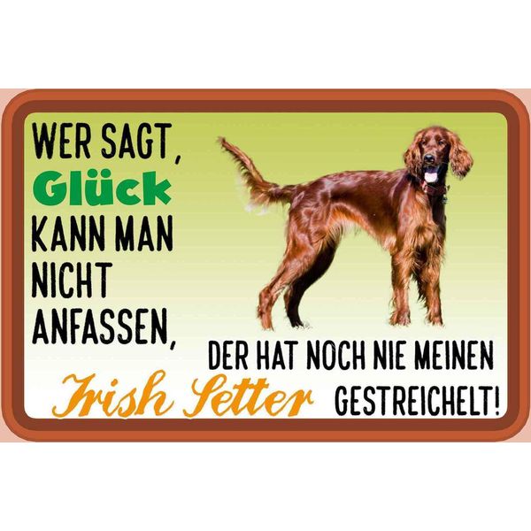 Vianmo Insegna In Legno 20X30 Cm GlüCk Irish Setter Hund-image