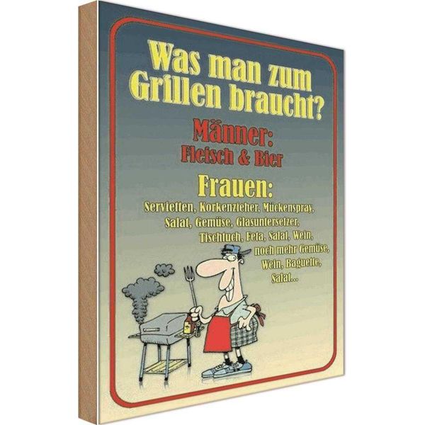 Vianmo Insegna In Legno 18X12 Cm Grillen MäNner Fleisch Bier-image