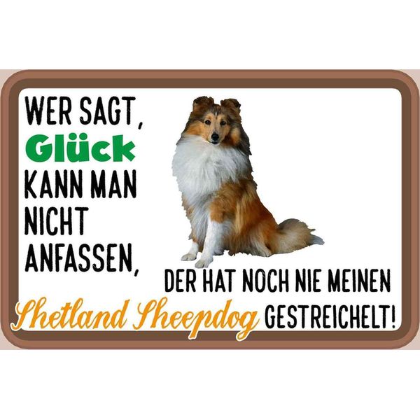 Vianmo Insegna In Legno 20X30 Cm GlüCk Shetland Sheepdog Hund-image