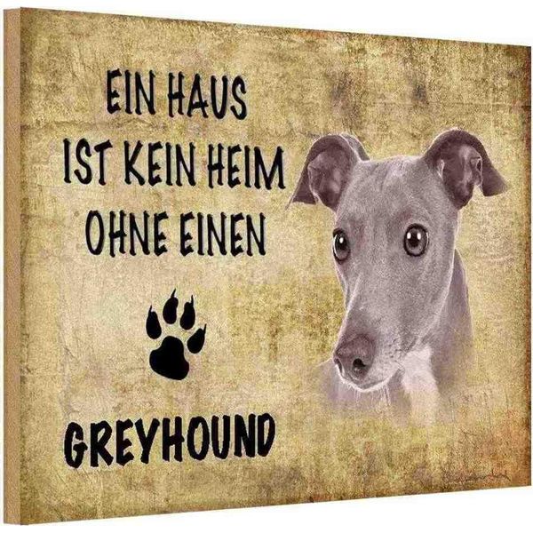 Vianmo Insegna In Legno 12X18 Cm Greyhound Hund Ohne Kein Heim-image