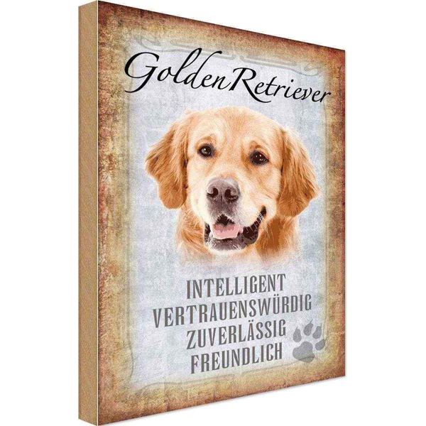 Vianmo Insegna In Legno 18X12 Cm Golden Retriever Hund-image