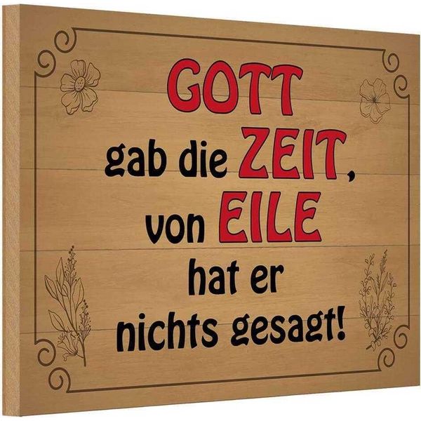 Vianmo Insegna In Legno 20X30 Cm Gott Gab Zeit Von Eile Nichts-image