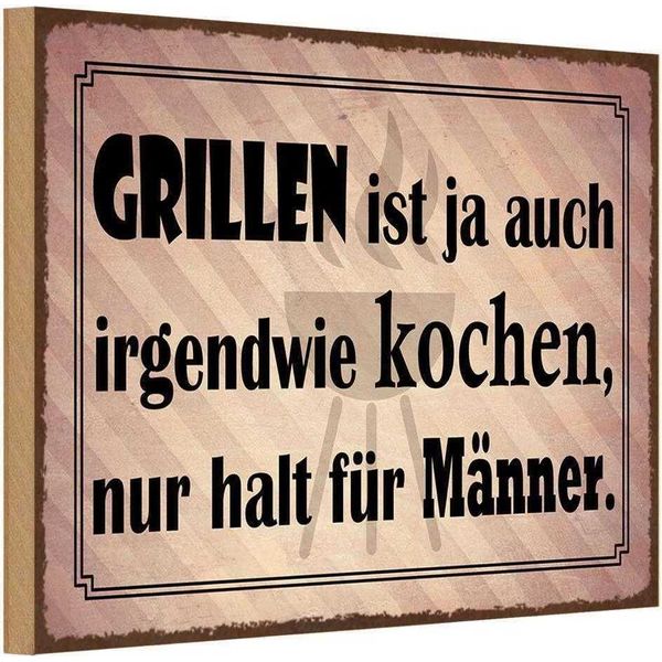 Vianmo Insegna In Legno 20X30 Cm Grillen Ist Kochen FüR MäNner-image