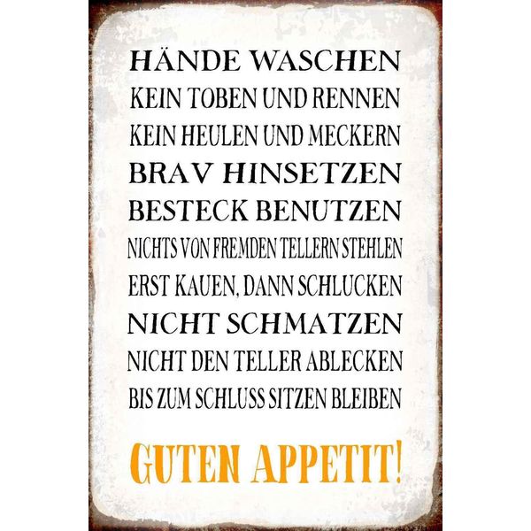 Vianmo Insegna In Legno 30X20 Cm HäNde Waschen Guten Appetit-image