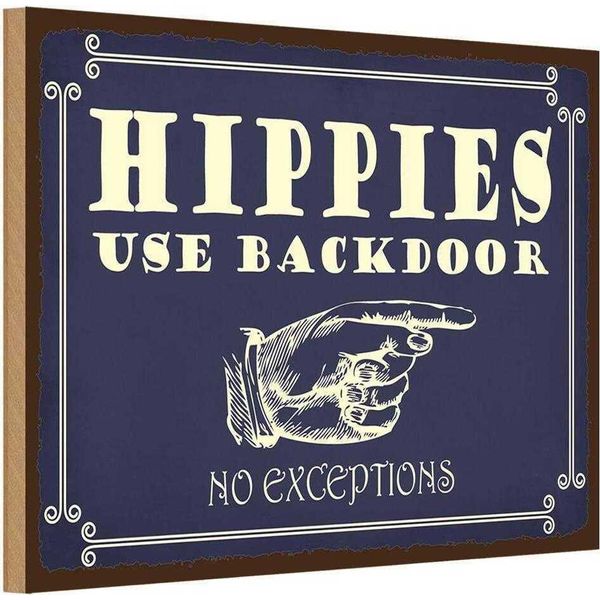Vianmo Insegna In Legno 12X18 Cm Hippies Use Backdoor-image