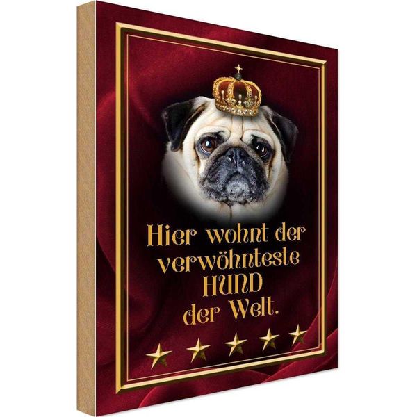 Vianmo Insegna In Legno 18X12 Cm Hier Wohnt Hund Der Welt-image