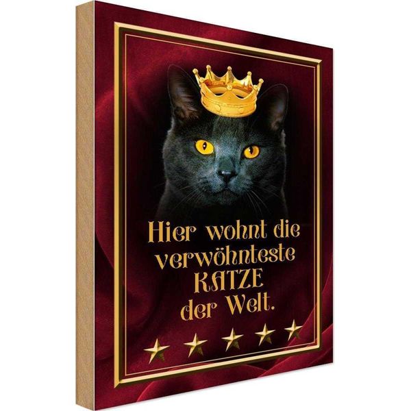 Vianmo Insegna In Legno 18X12 Cm Hier Wohnt Katze Der Welt-image