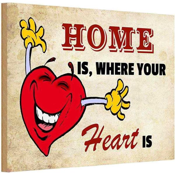 Vianmo Insegna In Legno 20X30 Cm Home Is Where Your Heart Is-image