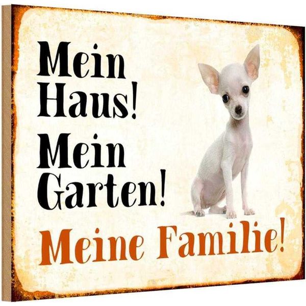 Vianmo Insegna In Legno 20X30 Cm Hund Chihuahua Mein Haus Garten Familie-image