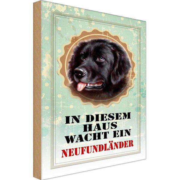Vianmo Insegna In Legno 30X20 Cm Hund Diesem Haus Wacht NeufundläNder-image