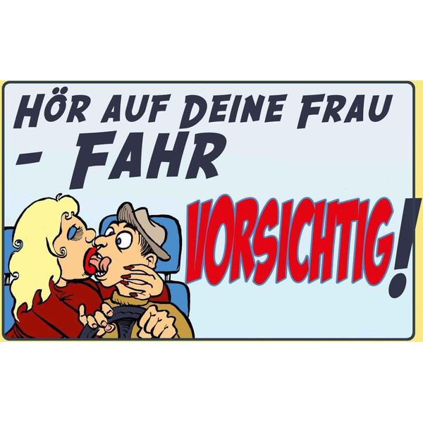 Vianmo Insegna In Legno 12X18 Cm HöR Deine Frau Fahr Vorsichtig-image